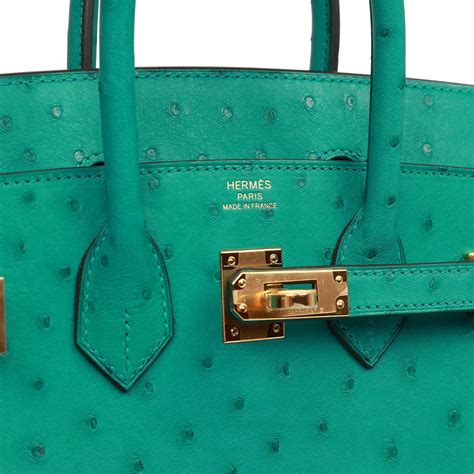 Hermes Birkin 25 Vert Verone Ostrich Gold Hardware.